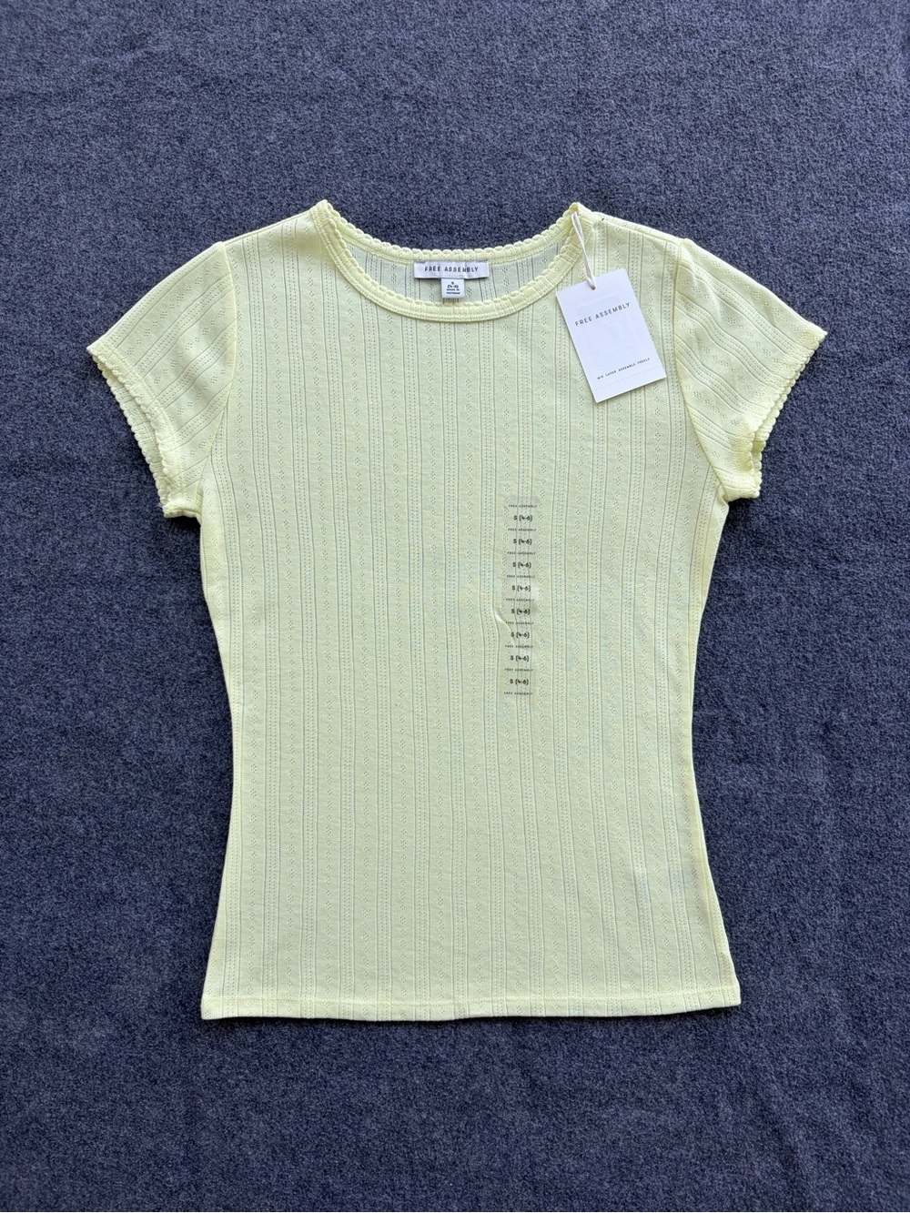 Free Assembly Pointelle Mini Tee Scalloped Hem Coquette Balletcore Delicate